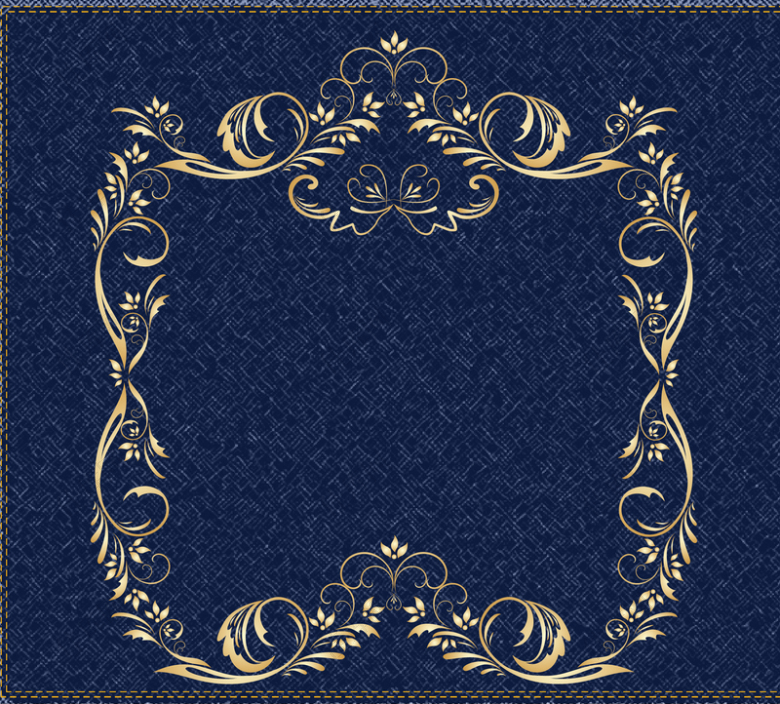 欧式复古花纹边框蓝色背景素材