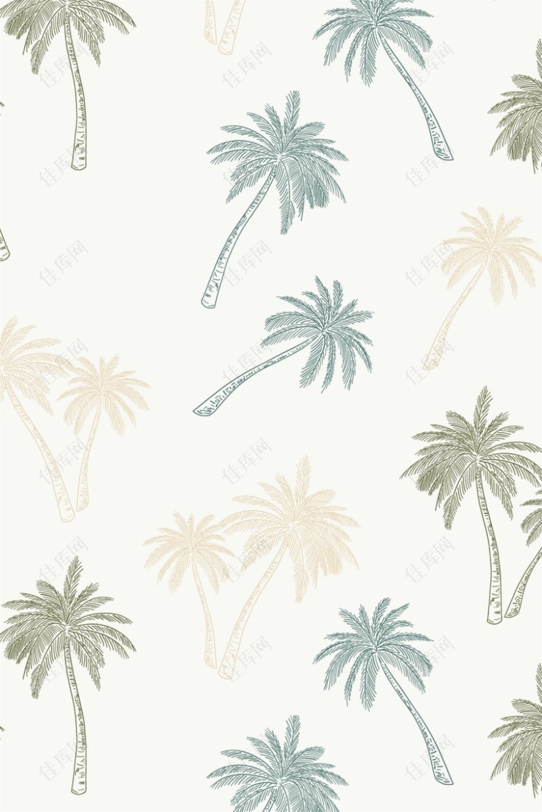 手绘椰树简约海报设计背景