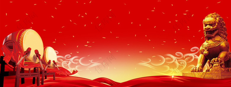大气新年中国风红色banner