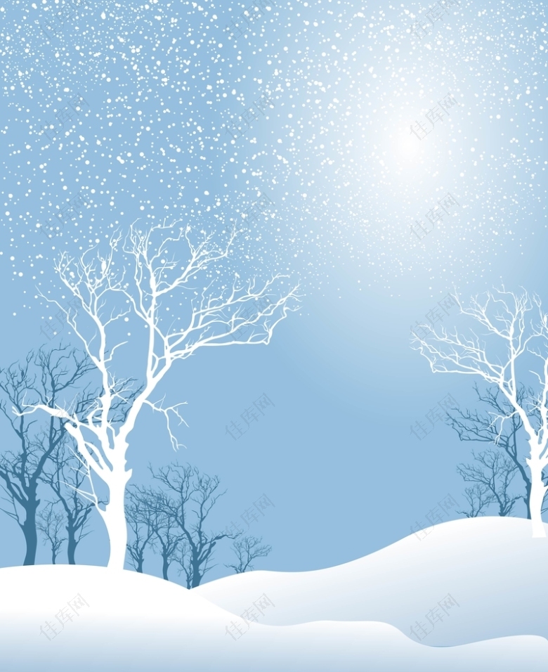 矢量质感手绘雪景背景素材