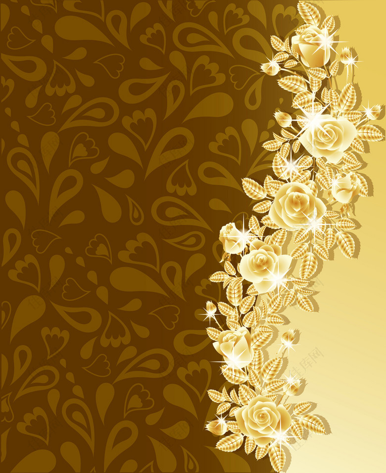 金色金属质感花朵背景素材