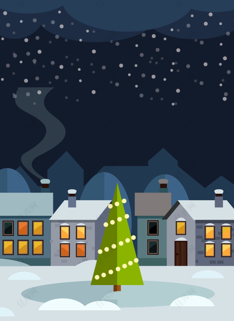平安夜圣诞树卡通海报背景素材