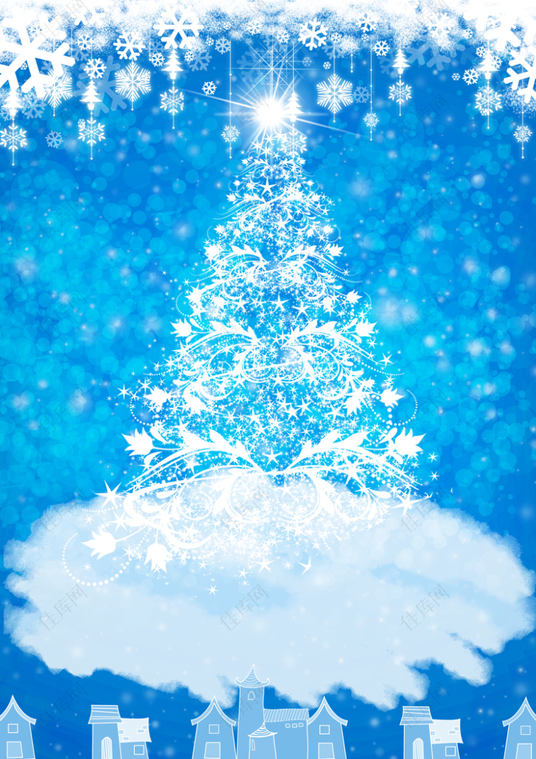 梦幻圣诞节雪花海报背景素材