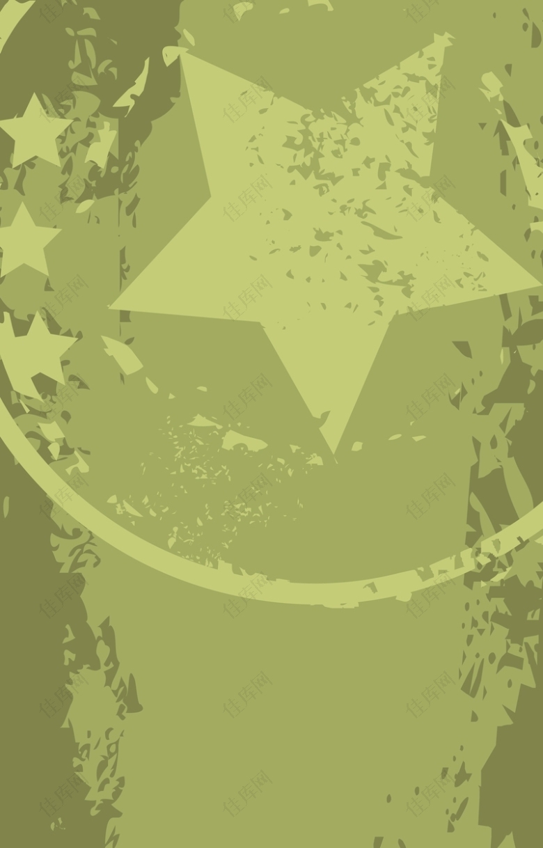 绿色水墨半圆中的五角星背景素材
