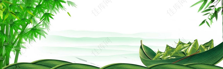 绿色清新手绘端午节竹子背景
