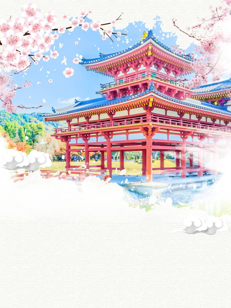 唯美樱花日本之旅旅游海报背景