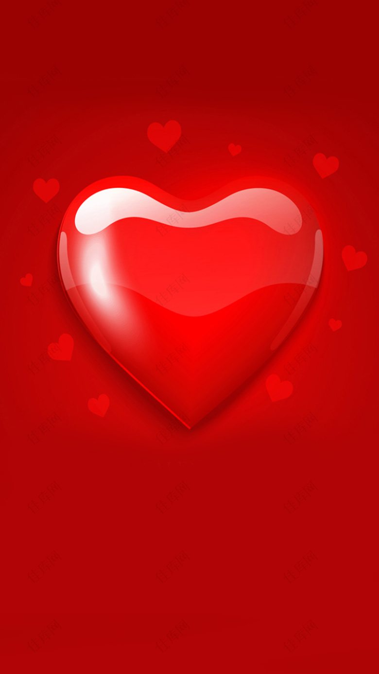红色爱心情人节矢量图H5背景