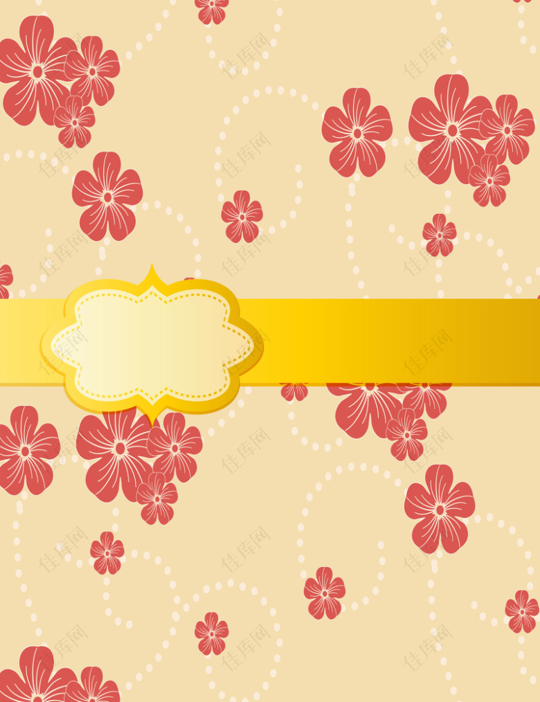 金色标签花纹花朵旧版装饰封面背景