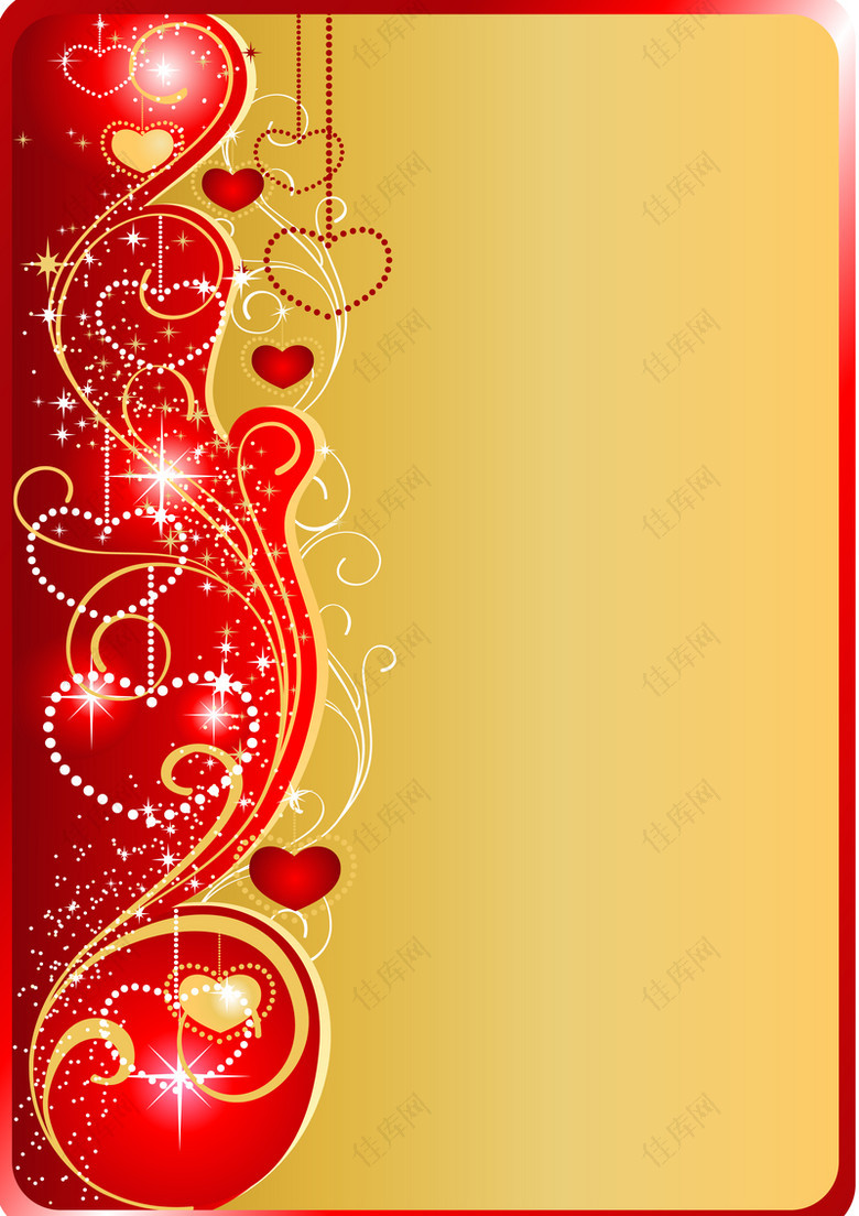 金色花纹质感吊链红色背景素材