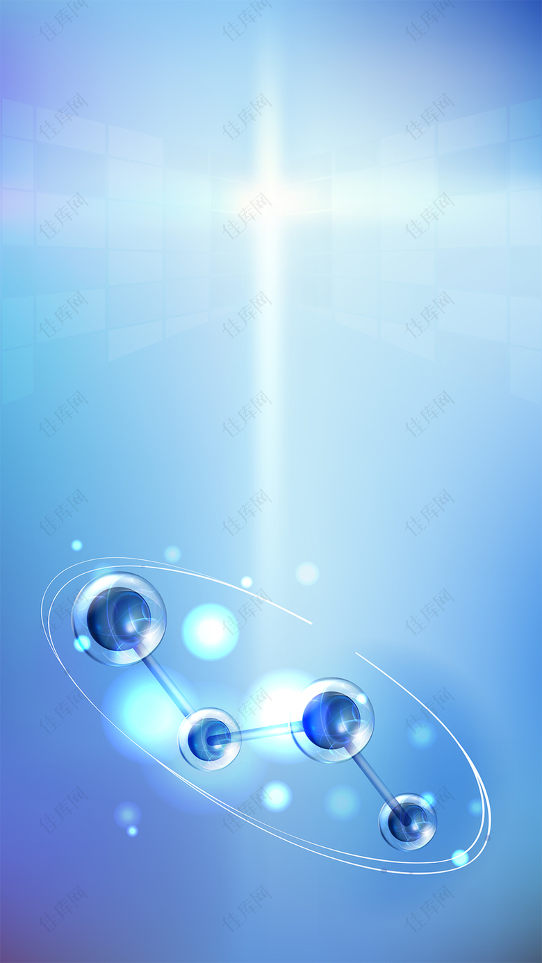 小清新简约蓝色分子结构H5背景素材