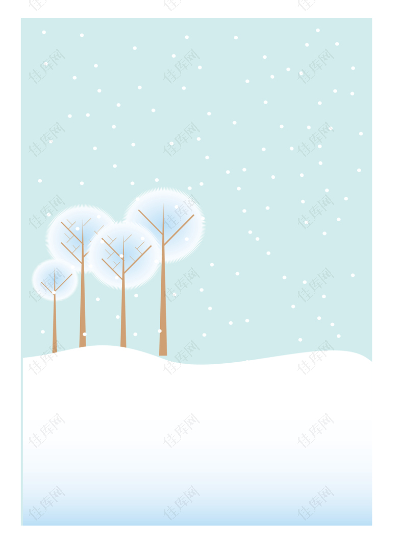 下雪天树木景色背景素材
