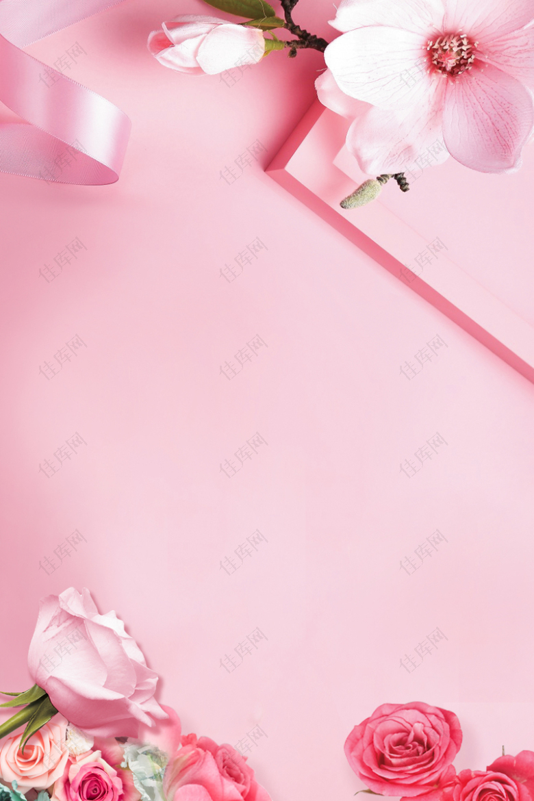 粉色桃花背景元素图