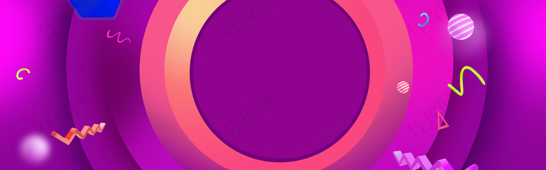 紫色扁平几何渐变数码促销背景