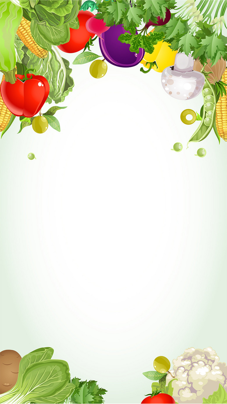彩色蔬菜边框H5背景素材