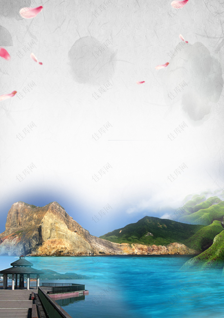 花瓣美丽青海旅游宣传海报背景素材