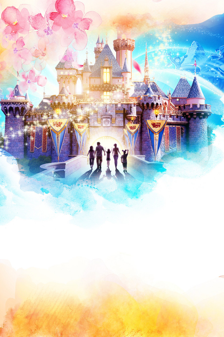 梦幻迪斯尼城堡六一儿童节海报背景素材