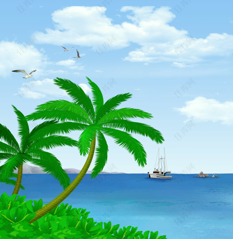椰树风景海报背景素材