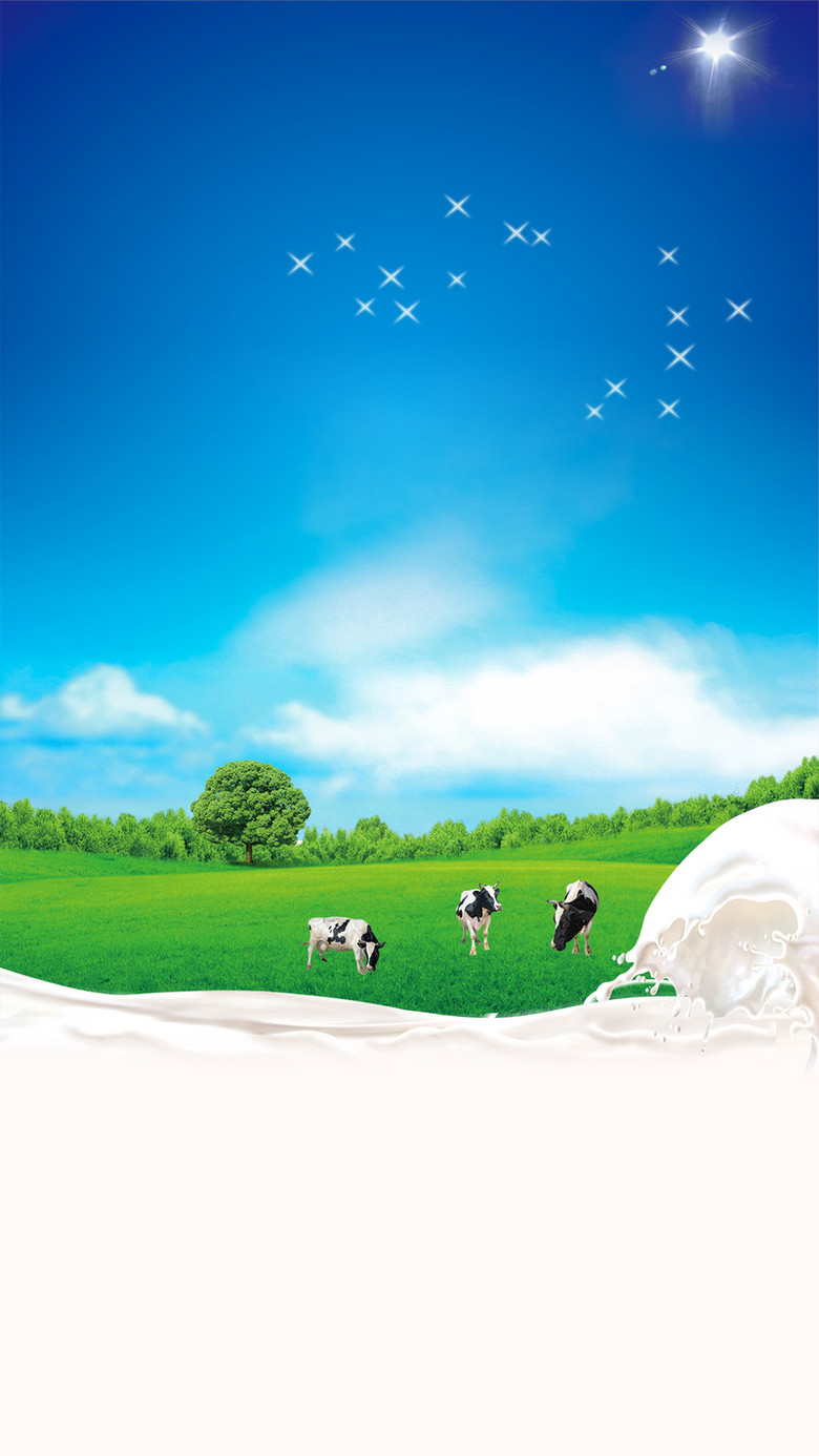 绿色牧场牛奶H5背景素材