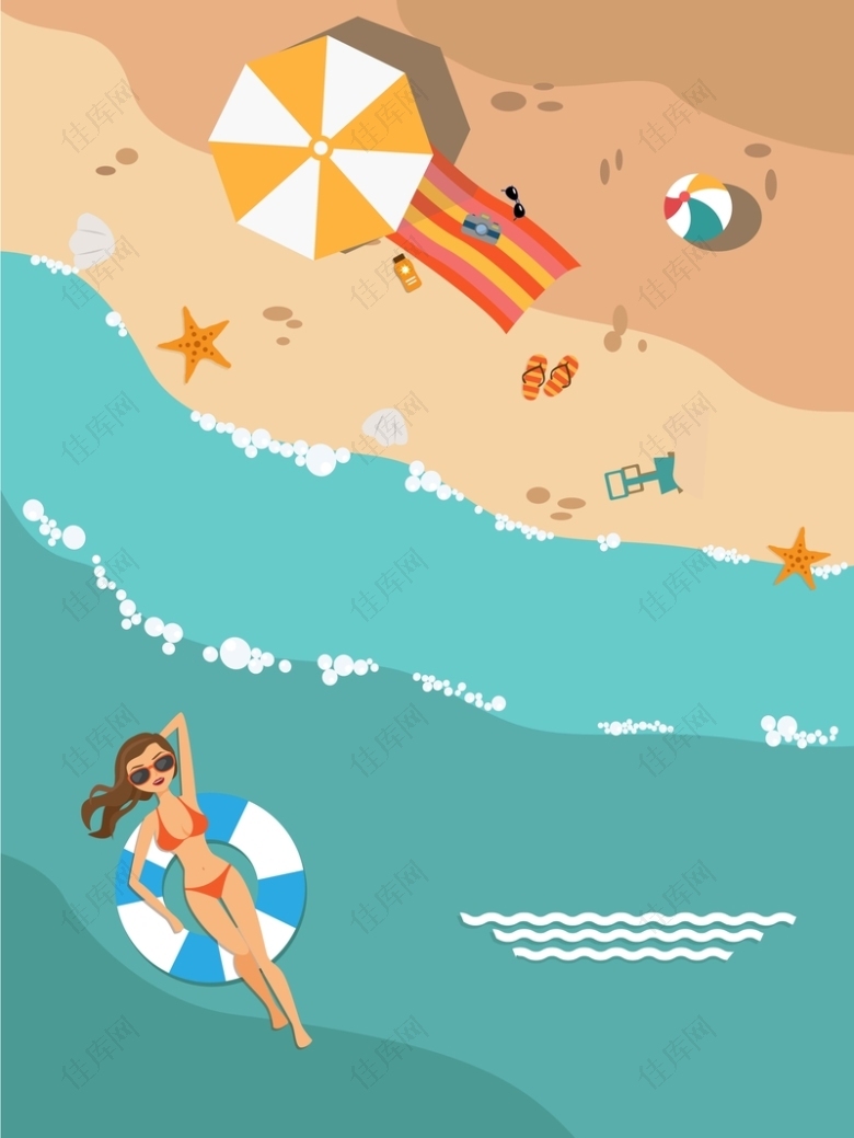 夏季海滩旅游创意海报背景模板