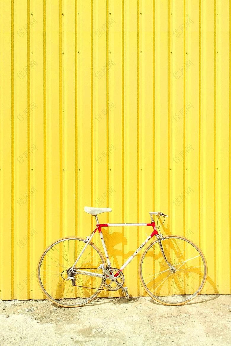 文艺自行车黄色海报背景