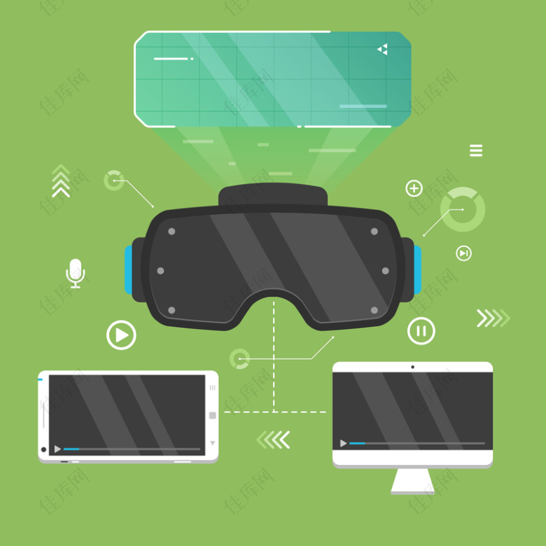 扁平虚拟现实装备科技背景素材
