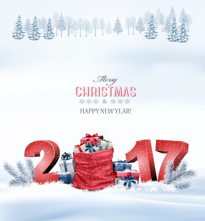 2017圣诞节雪景礼盒背景素材