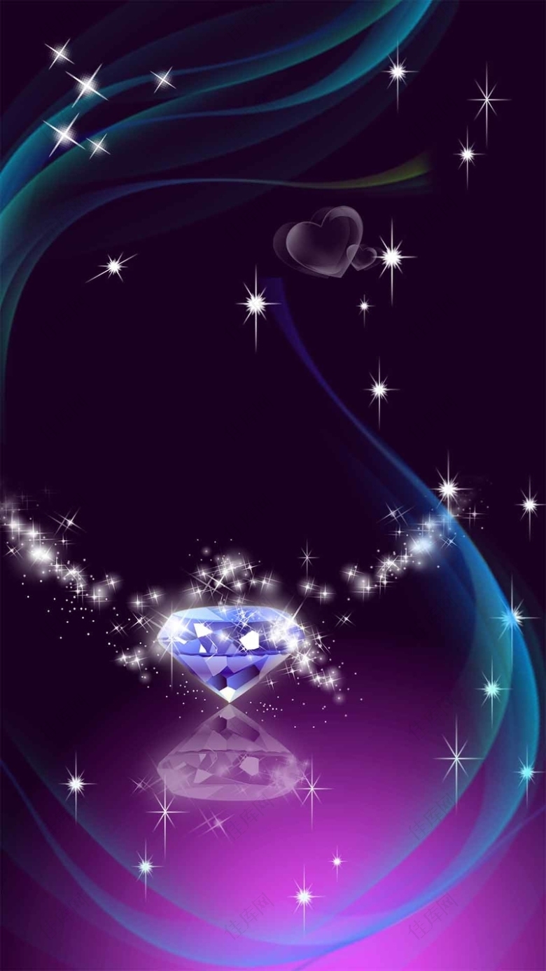 紫色浪漫钻石首饰H5背景
