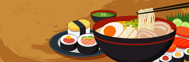 拉面食物寿司餐饮海报背景