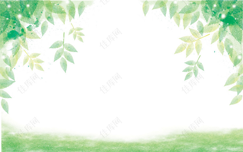 绿色手绘叶子背景
