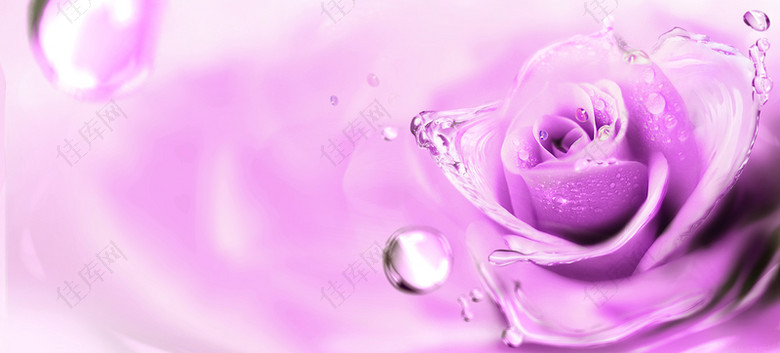 水浪漫梦幻紫色淘宝海报背景