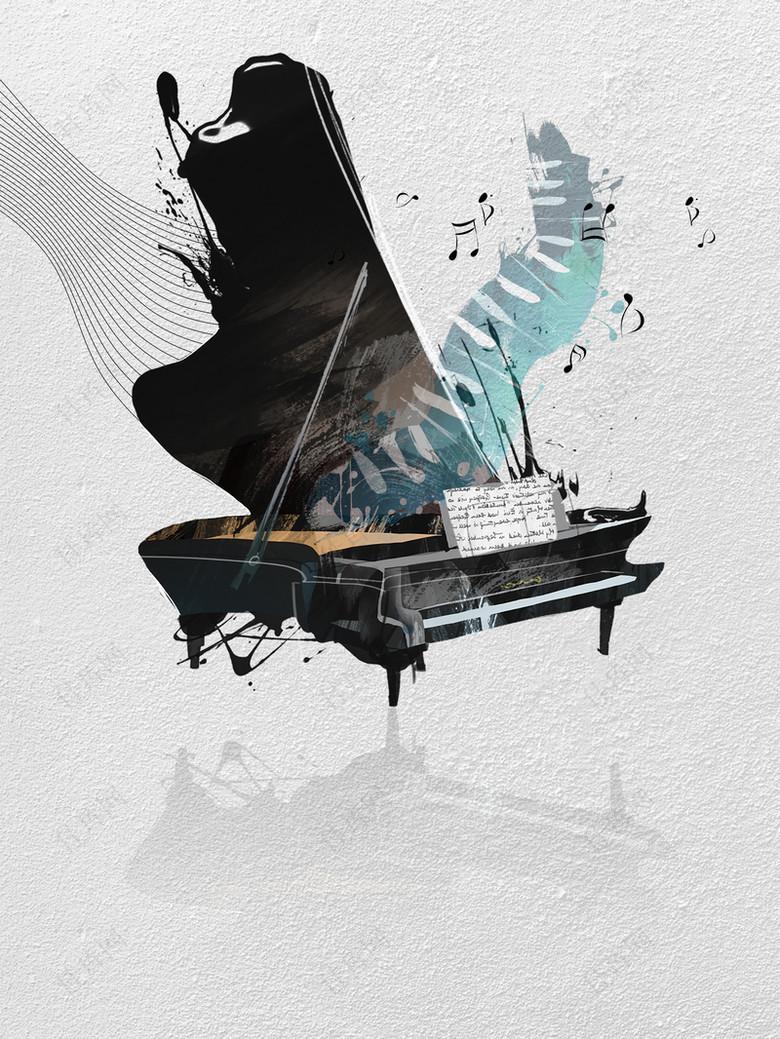 大气中国风钢琴音乐晚会海报背景素材