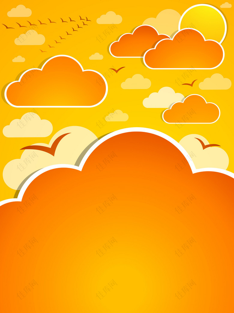 黄色创意气象云朵画册背景素材
