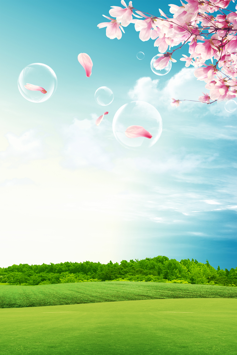 大自然桃花自然风景春季海报背景素材