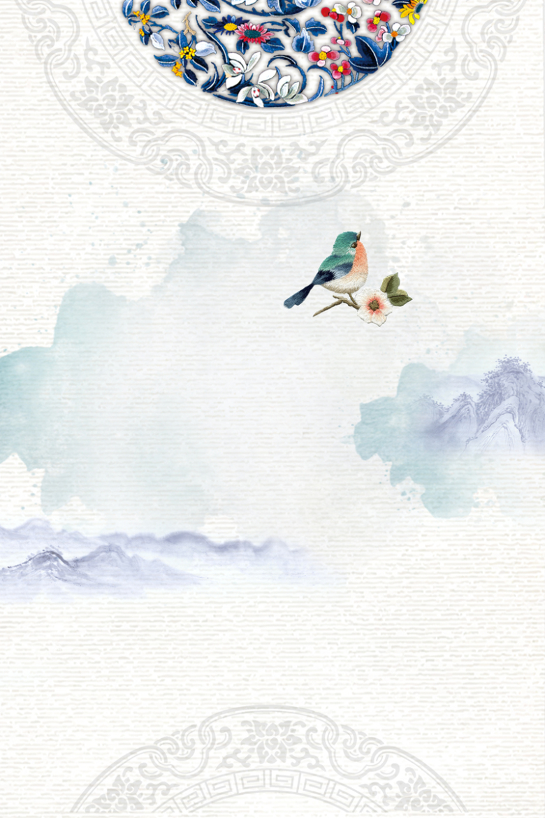 刺绣中国风海报背景素材