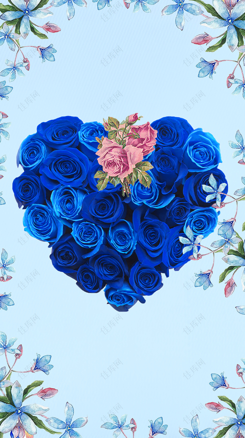蓝色玫瑰花海报背景