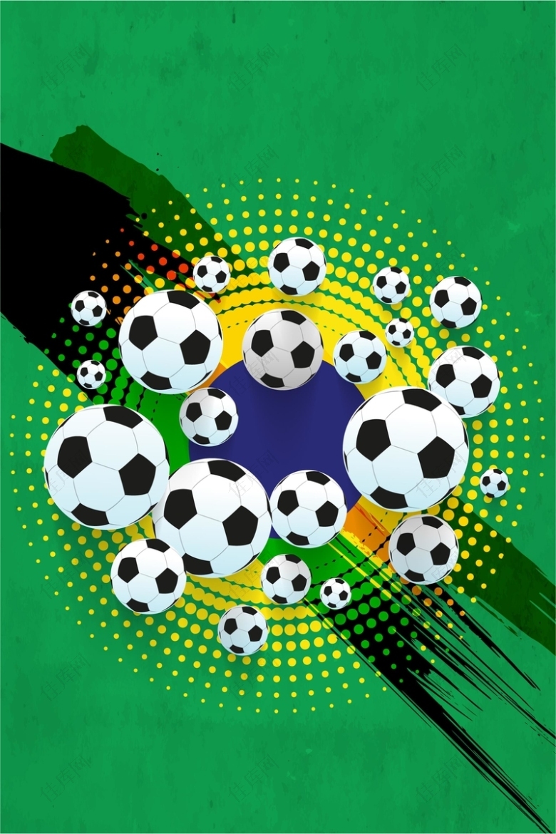 绿色背景足球运动狂欢平面广告