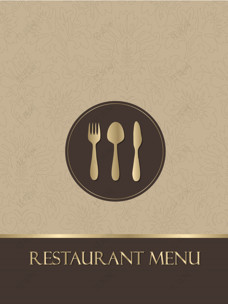 高端奢华简约西餐厅美食菜单背景素材