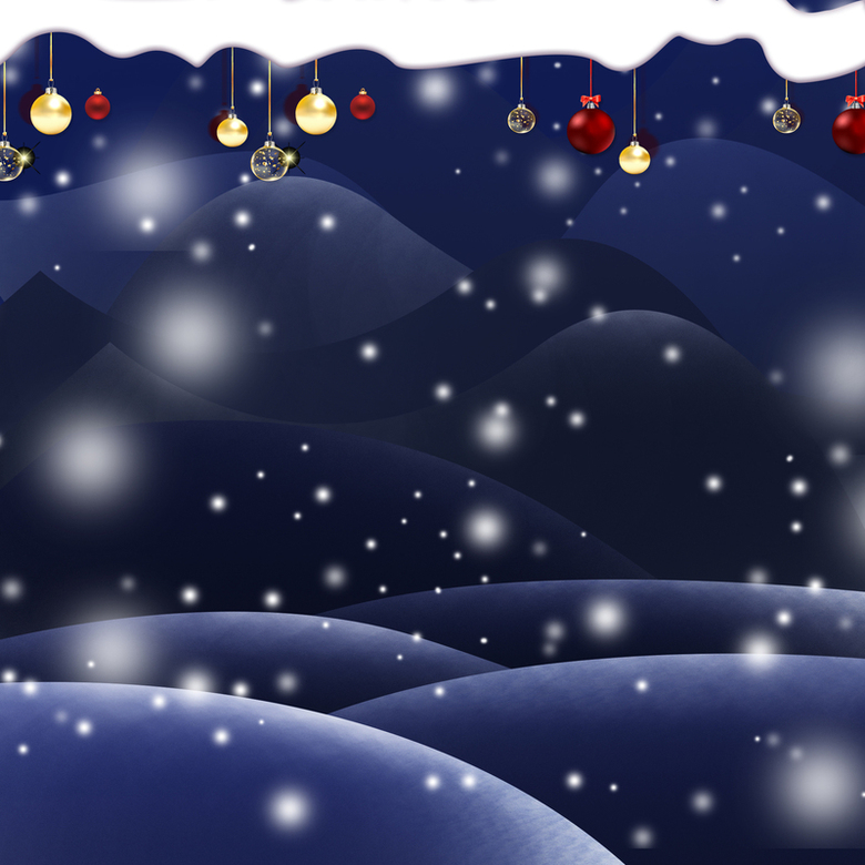 墨蓝色圣诞雪夜背景