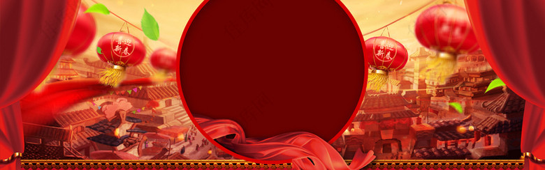 新年春节中国风红色电商海报背景