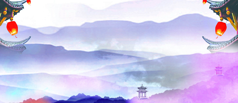 春节大气唯美紫色淘宝海报背景