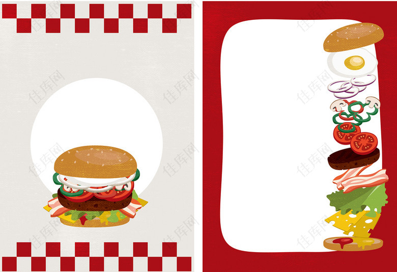 欧式可爱卡通风格快餐店海报菜单卡通背景