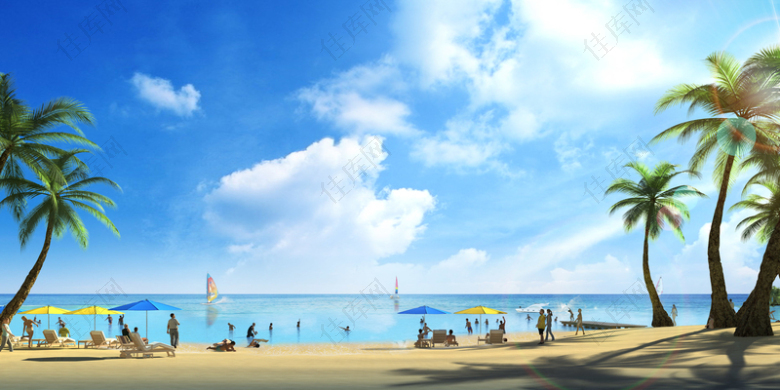 阳光沙滩旅游海报背景素材