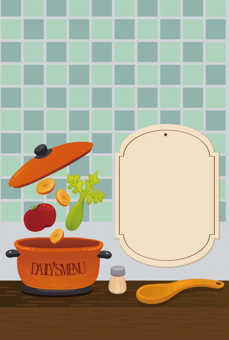 卡通手绘厨房烹饪海报矢量背景