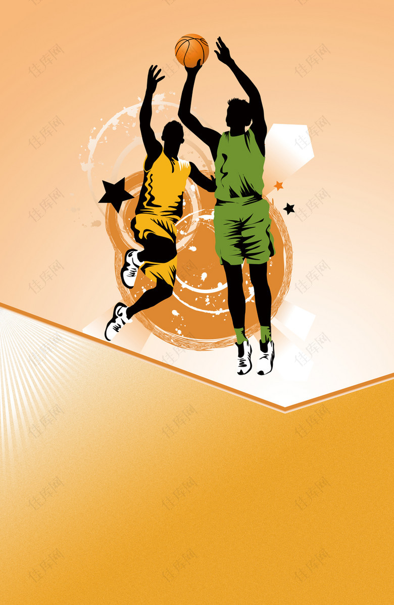 手绘活力运动篮球背景素材