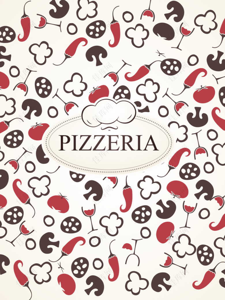 披萨配料美食小清新背景素材