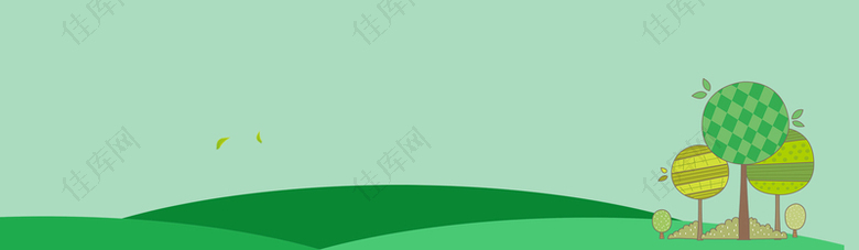 312植树节扁平化绿树清新海报背景