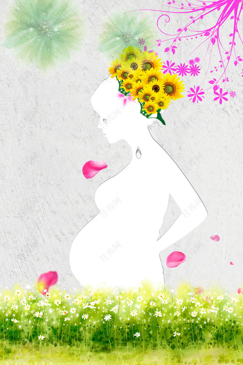 母亲节孕妇剪影海报背景