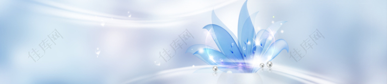 护肤品蓝色花梦幻背景banner