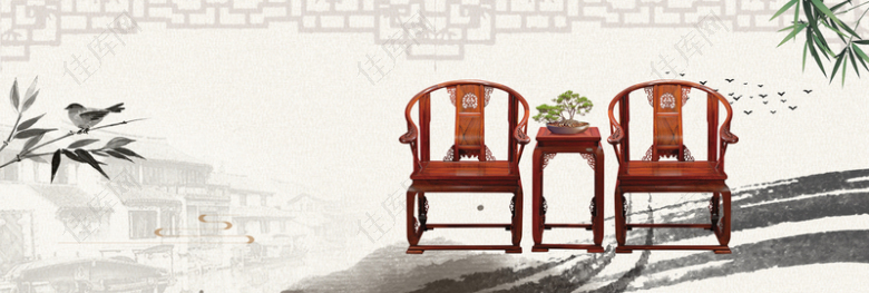 中式椅子促销传统竹子banner