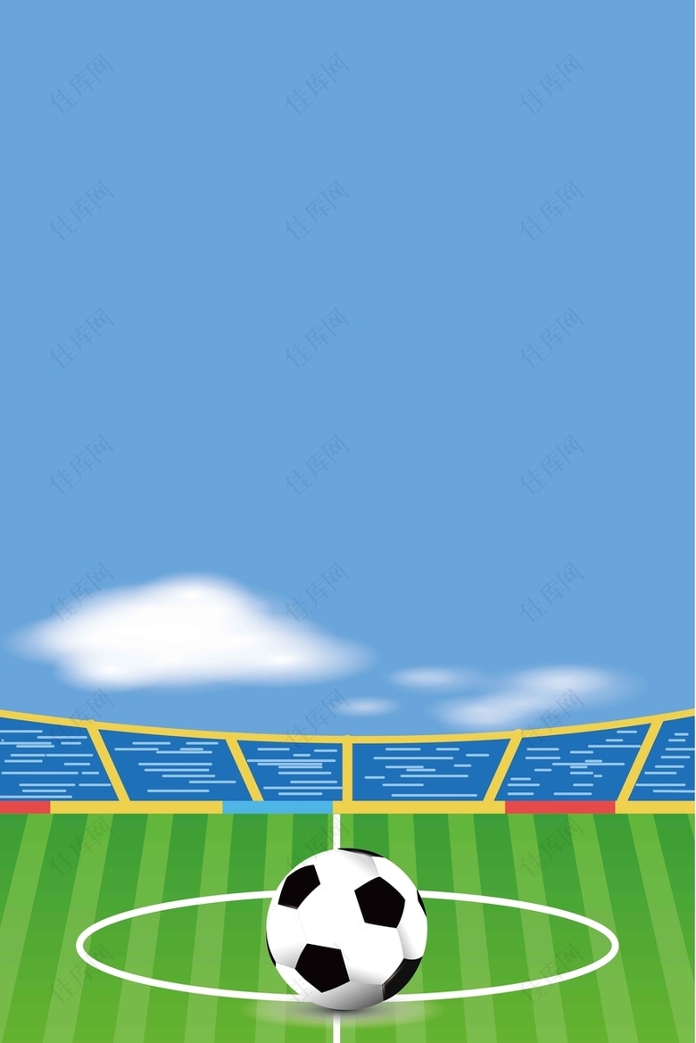 创意足球白色蓝色卡通手绘运动宣传背景